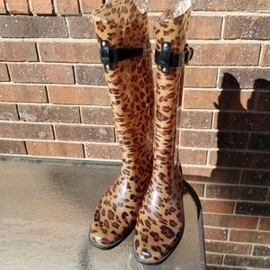 Lauren Ralph Lauren Cheetah Print Rain Boots Sz 8